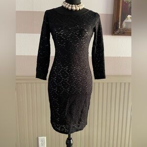 Women Black Lace Dress with lining inside
